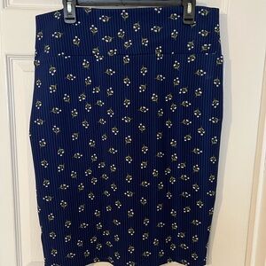 LuLaRoe Cassie Navy Floral Pinstripe Pencil Skirt